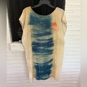 Velvet Cream and Indigo Tunic